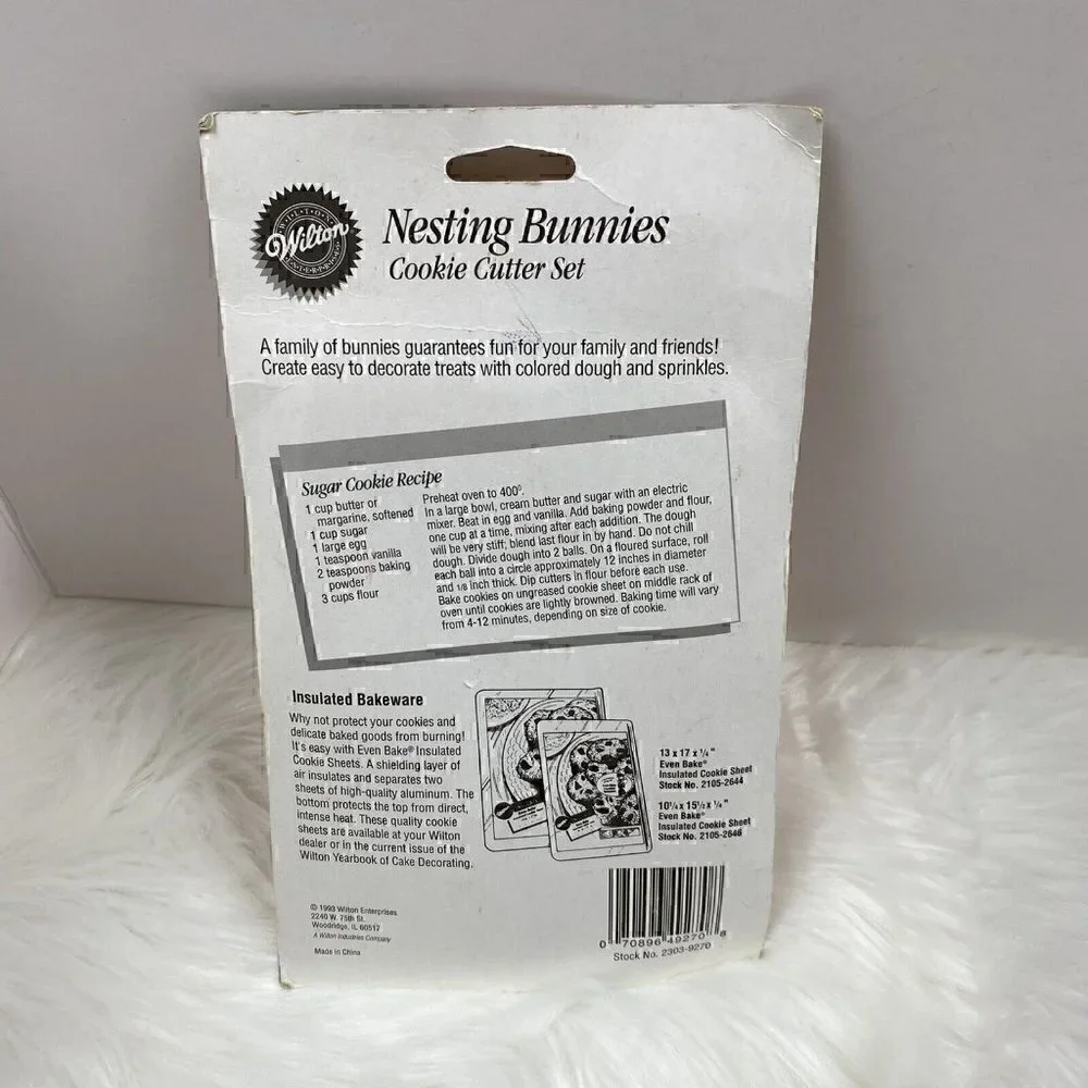 NEW WILTON Nesting Bunnies Pink 4-Piece Cookie Cutter Set 1993 Vintage Easter
